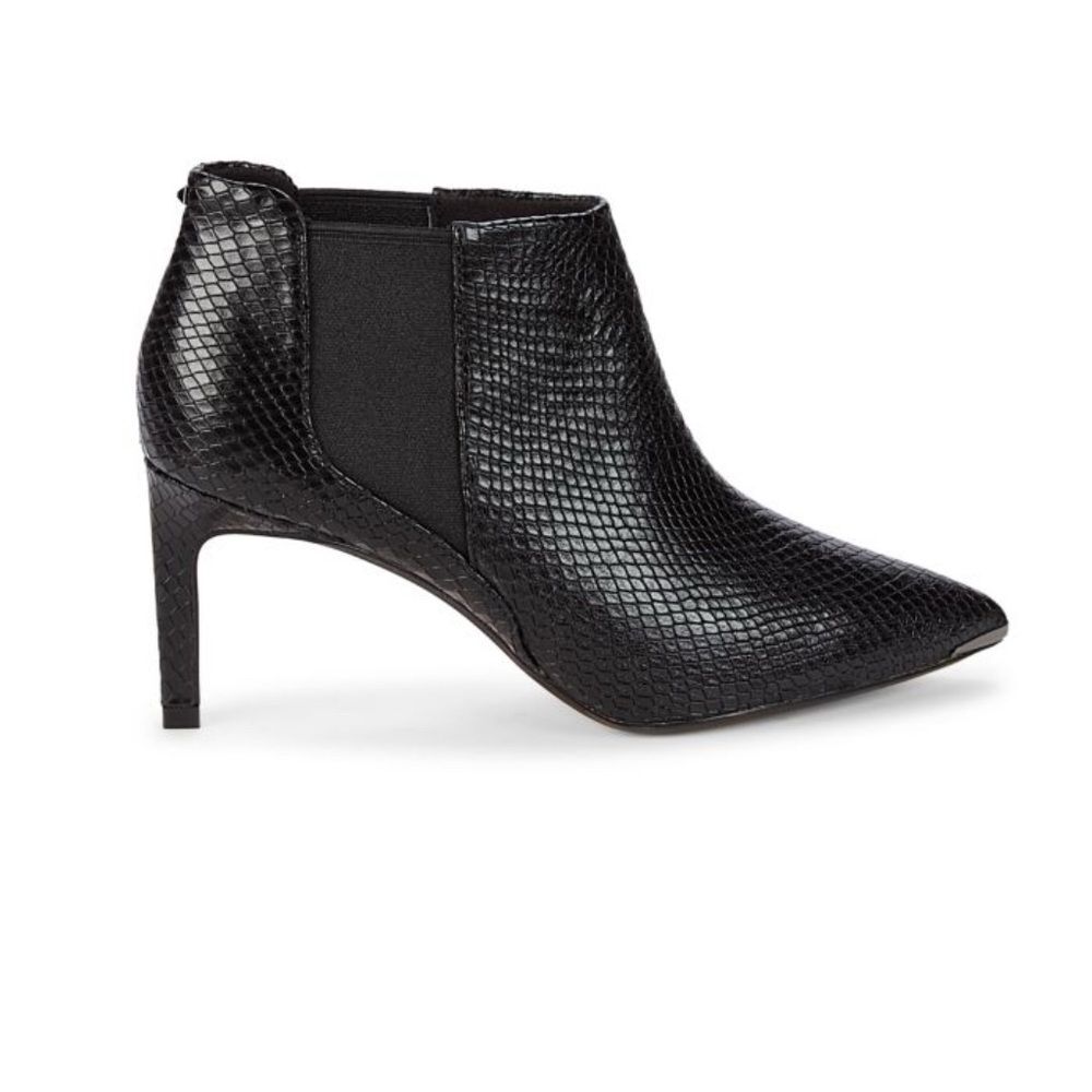 Ted Baker Bernini Black Textured Snake Skin Print Stiletto Ankle Bootie SZ 40.5